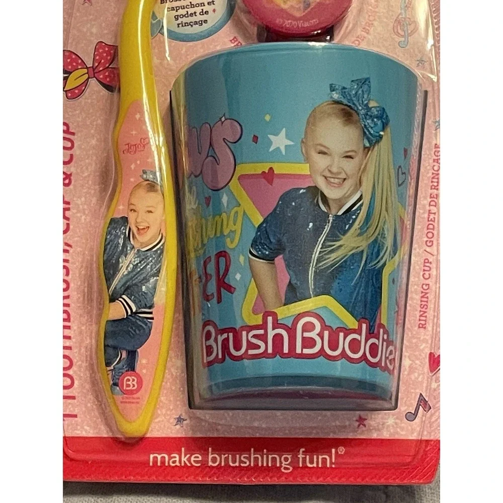 NEW Children's JoJo‎ Siwa Brush Buddies 3 Piece Soft Toothbrush, Cup, & Cap Set